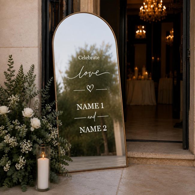 Αυτοκόλληταυποδοχής γάμου, για καθρέπτη, Celebrate love