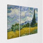Canvas print Wheat field with cypresses, Vincent van Gogh,3 panels