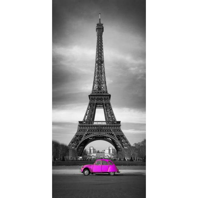 Fridge sticker 2CV @ Eiffel fuchsia