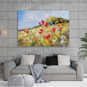 Canvas print Poppies, Poppies in summer meadow