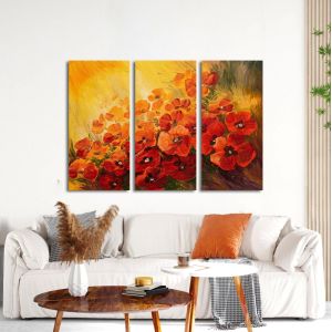 Canvas print Illustration of poppies,3 panels
