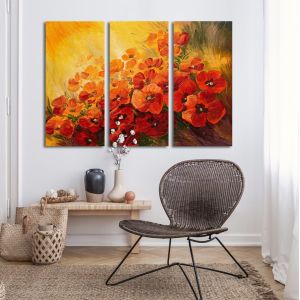 Canvas print Illustration of poppies,3 panels 2