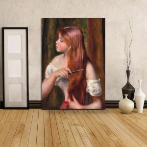 Πίνακας ζωγραφικής Young girl combing her hair, Renoir P. A.