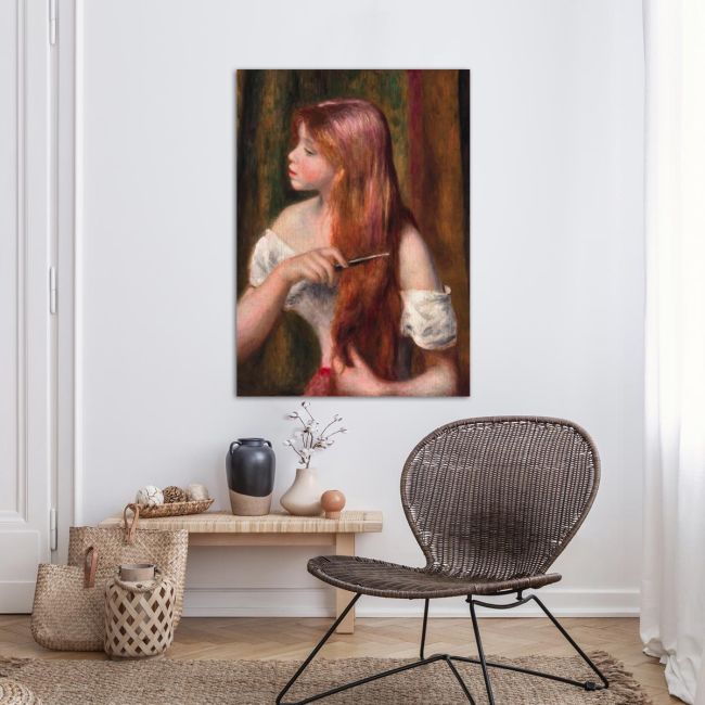 Πίνακας ζωγραφικής Young girl combing her hair, Renoir P. A.