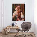 Πίνακας ζωγραφικής Young girl combing her hair, Renoir P. A.