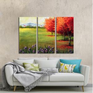 Canvas print At the village,3 panels