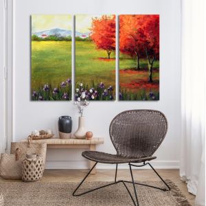 Canvas print At the village,3 panels 2