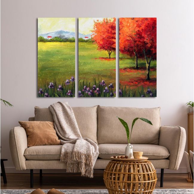 Canvas print At the village,3 panels
