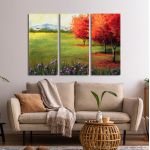 Canvas print At the village,3 panels