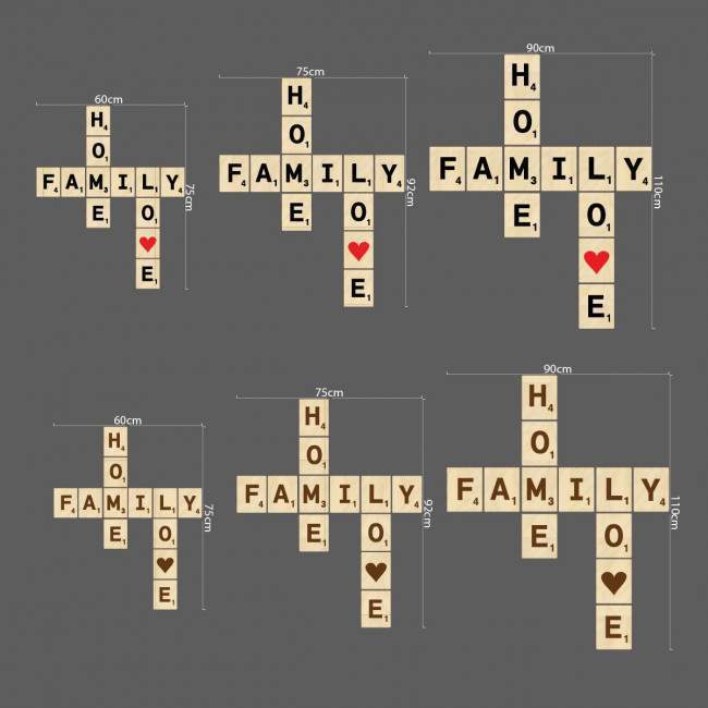 Ξύλινα γράμματα Scrabble, Home Family Love