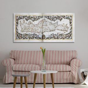 Canvas print Medieval map of Krete, panoramic