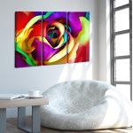 Canvas print Rose, Multicolor rose,3 panels