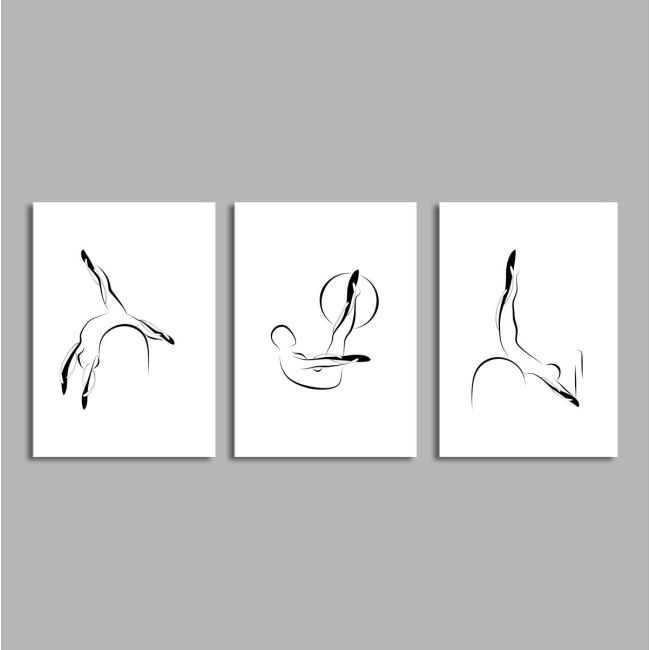 Pilates abstract poses II, αφίσα, κάδρο τρίπτυχο