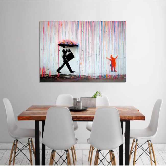 Πίνακας σε καμβά Rainbow rain, Banksy