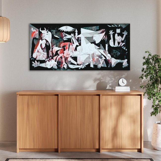 Canvas print Guernica coloured reart (original Picasso P.)