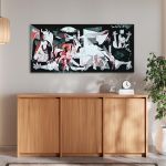 Canvas print Guernica coloured reart (original Picasso P.)