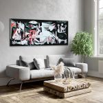 Canvas print Guernica coloured reart (original Picasso P.)