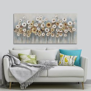 Canvas print Flowers in many colours I, panoramic