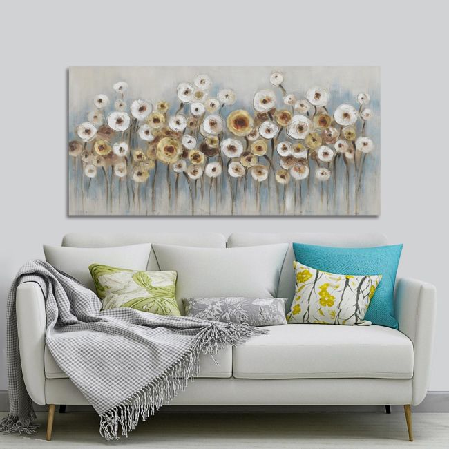 Canvas print Flowers in many colours I, panoramic