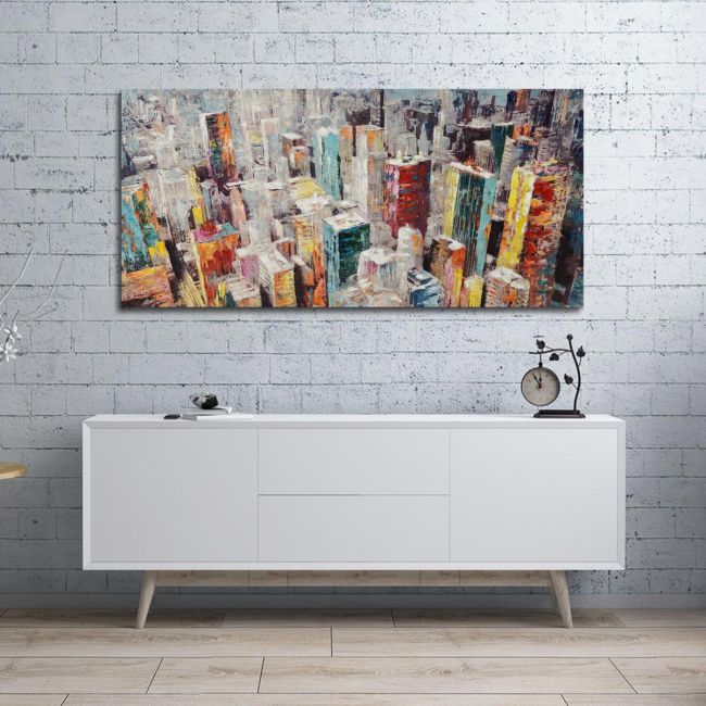 Πίνακας σε καμβά Colorful city, πανοραμικός