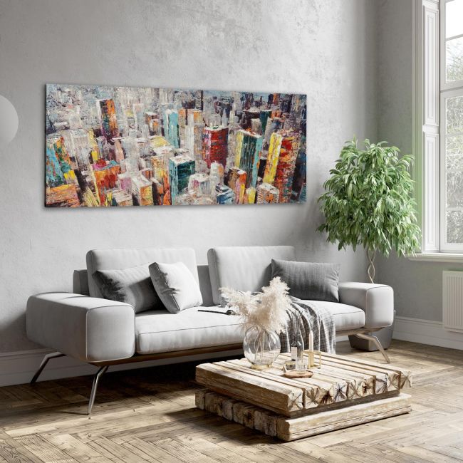 Canvas print Colorful city, panoramic