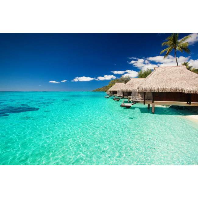 Εξωτικές καλύβες σην   παραλία,αυτοκόλλητο laptop