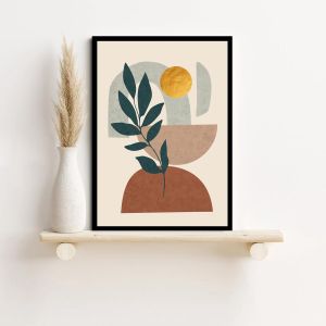 Gold sun, green leaves, poster