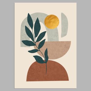 Gold sun, green leaves, αφίσα, κάδρο 2