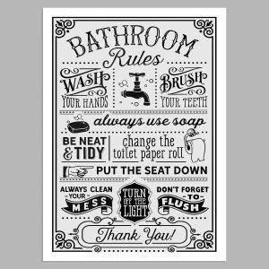 Bathroom rules vintage, αφίσα, κάδρο 2
