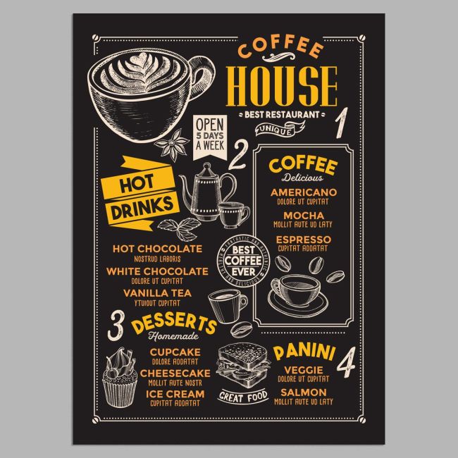 Coffee menu template, αφίσα, κάδρο