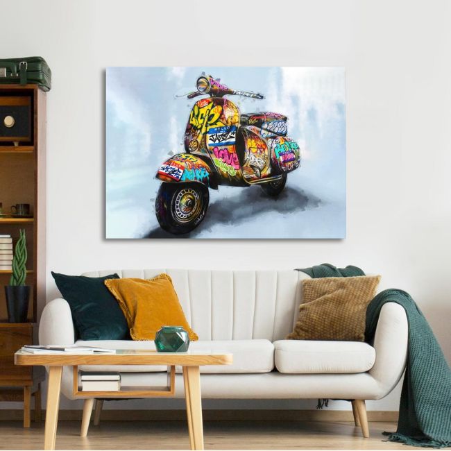 Πίνακας σε καμβά Retro contemporary vespa
