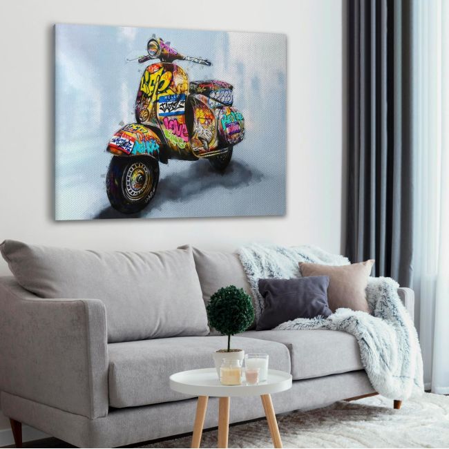 Πίνακας σε καμβά Retro contemporary vespa