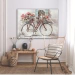 Πίνακας σε καμβά Red bicycle, red flowers 