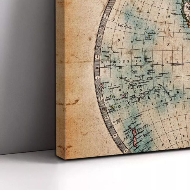 Πίνακας σε καμβά Old world map in hemispheres τετράπτυχος ασύμμετρος