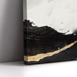 Detail of abstract canvas print with golden lines