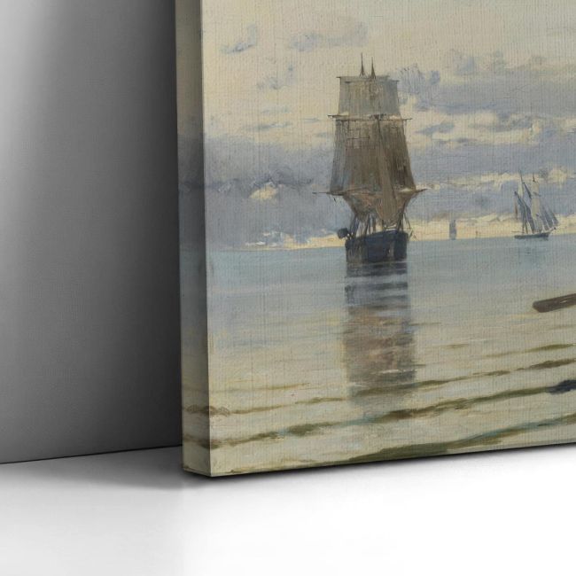 Canvas print Gathering the fishnets, Volanakis panoramic