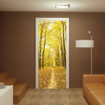 Door sticker Leaves on the path