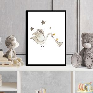 Baby swan watercolor, poster