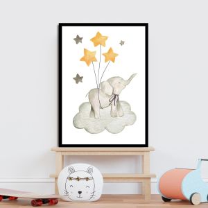 Baby elephant watercolor, αφίσα, κάδρο