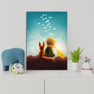 Πίνακας παιδικός σε καμβά Little prince and fox