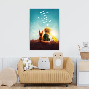 Πίνακας παιδικός σε καμβά Little prince and fox 2