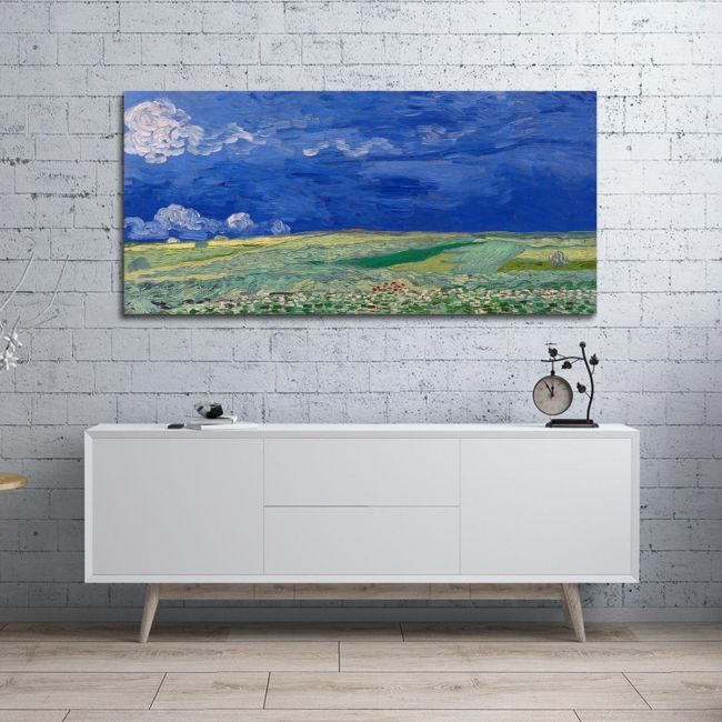 Canvas print Wheatfield under thunderclouds, Vincent van Gogh