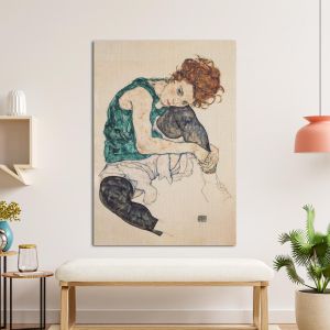 Canvas print Seated woman with bent knee, Schiele E,