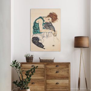 Canvas print Seated woman with bent knee, Schiele E, 2