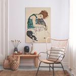 Canvas print Seated woman with bent knee, Schiele E,