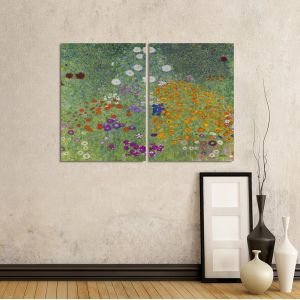 Canvas print Flower garden, Klimt Gustav, two panels