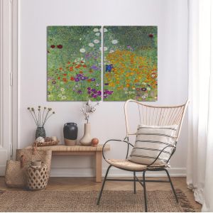 Πίνακας σε καμβά Flower garden, Klimt Gustav, δίπτυχος 2