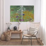 Πίνακας σε καμβά Flower garden, Klimt Gustav, δίπτυχος