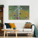 Canvas print Flower garden, Klimt Gustav, two panels