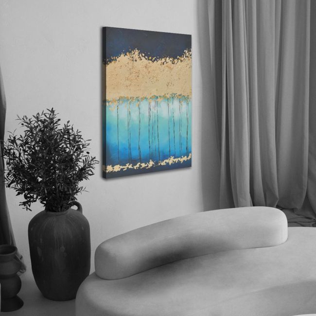 Πίνακας σε καμβά Twilight forest in gold